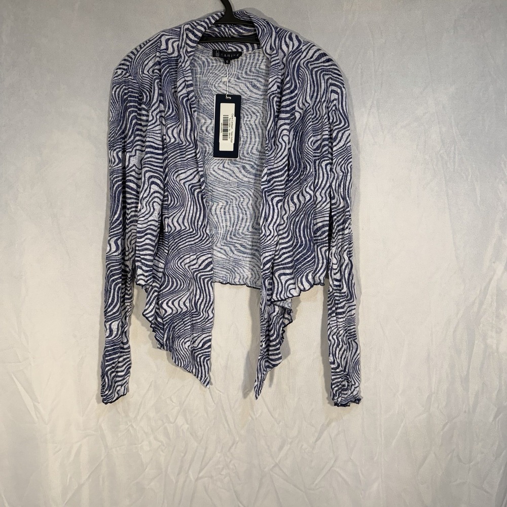 Carine Claire Open Cardigan Shrug Topo Indigo XL Lightweight Stretch Sweater